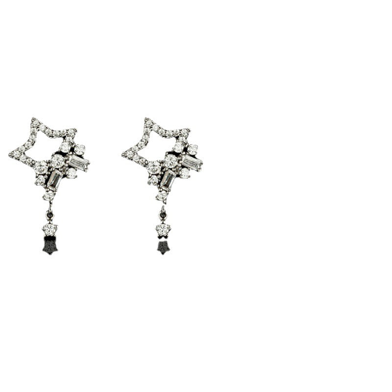 Universe Earrings For Women With Dyed Black Alloy And Rhinestones, Featuring 925 Sterling Silver Ear Pins