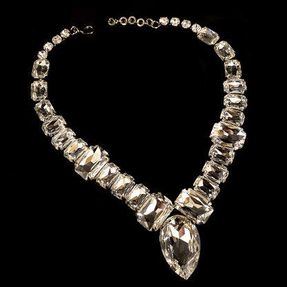 Exaggerated Water Droplets Necklace For Women In Gold Alloy With Rhinestone Inlay