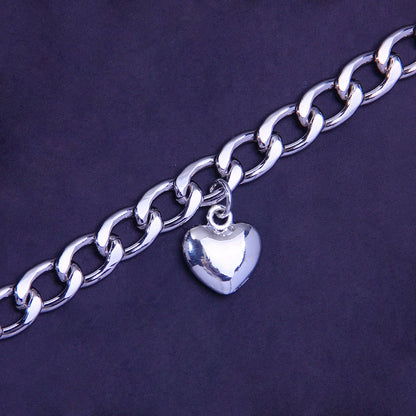 Women’s Punk Gold Anklet In Titanium Steel With Heart Shape Design And Artificial Gemstones