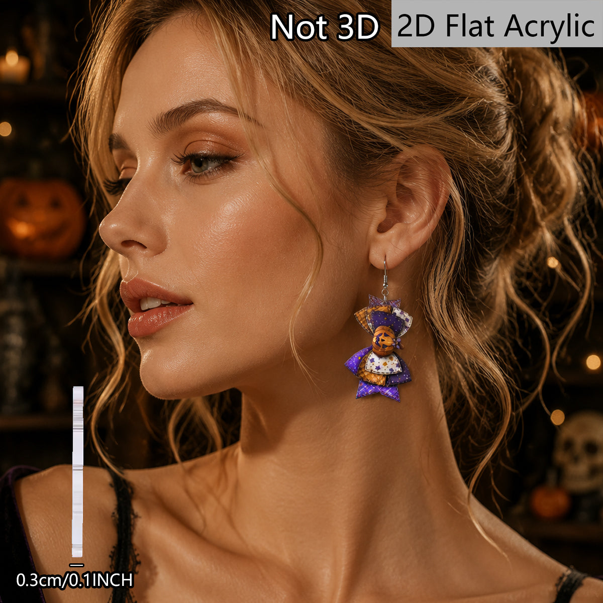 Funny Pumpkin Print Acrylic Earrings For Women With 304 Stainless Steel Ear Pins