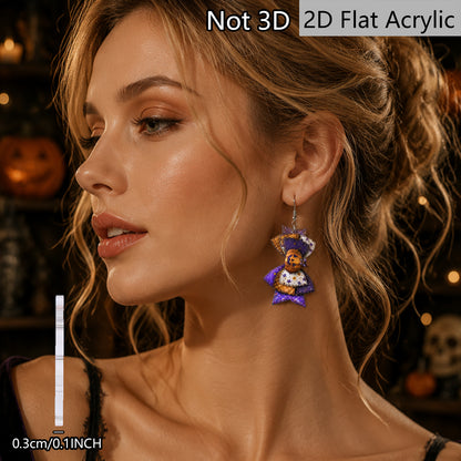 Funny Pumpkin Print Acrylic Earrings For Women With 304 Stainless Steel Ear Pins