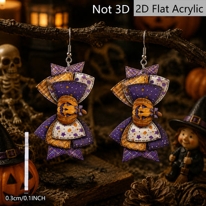 Funny Pumpkin Print Acrylic Earrings For Women With 304 Stainless Steel Ear Pins