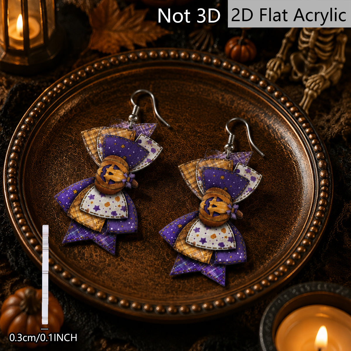 Funny Pumpkin Print Acrylic Earrings For Women With 304 Stainless Steel Ear Pins