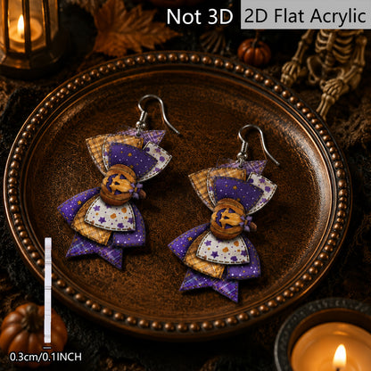Funny Pumpkin Print Acrylic Earrings For Women With 304 Stainless Steel Ear Pins