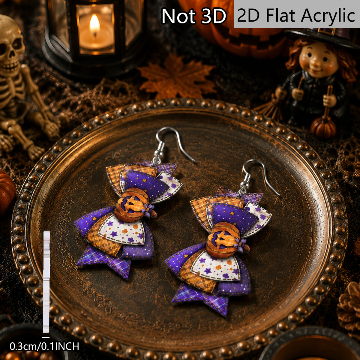Funny Pumpkin Print Acrylic Earrings For Women With 304 Stainless Steel Ear Pins