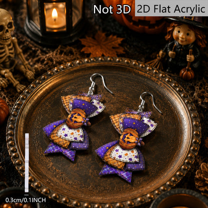 Funny Pumpkin Print Acrylic Earrings For Women With 304 Stainless Steel Ear Pins