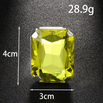 Simple Style Adjustable Square Ring For Women In Alloy Material