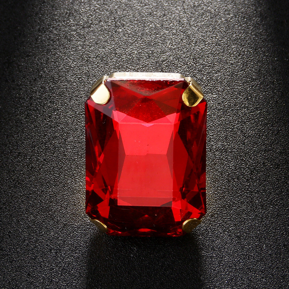 Simple Style Adjustable Square Ring For Women In Alloy Material
