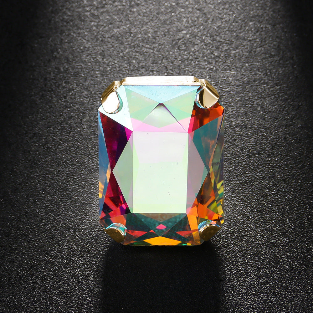 Simple Style Adjustable Square Ring For Women In Alloy Material