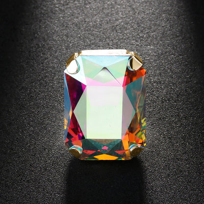Simple Style Adjustable Square Ring For Women In Alloy Material
