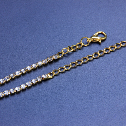 Ethnic Style Blue Alloy Body Chain For Women With Crystal Pattern And Electroplated Finish Featuring Rhinestones