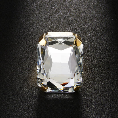 Simple Style Adjustable Square Ring For Women In Alloy Material