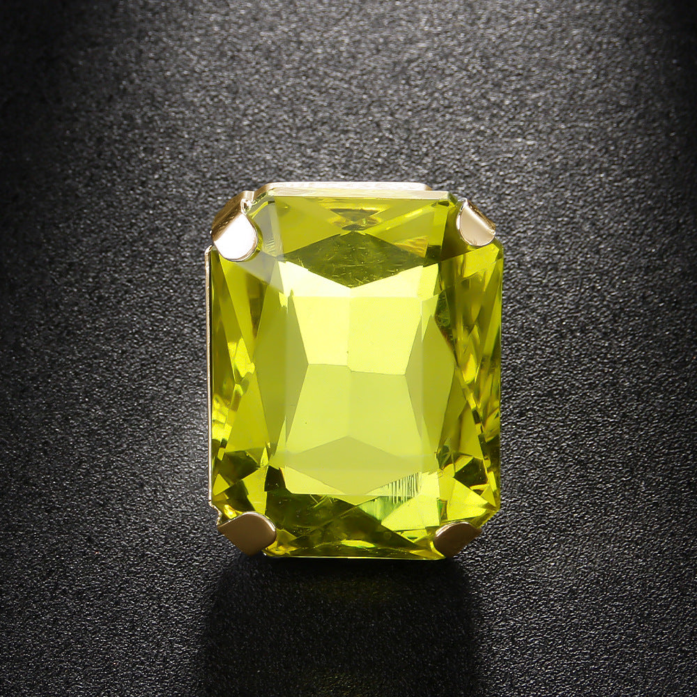 Simple Style Adjustable Square Ring For Women In Alloy Material