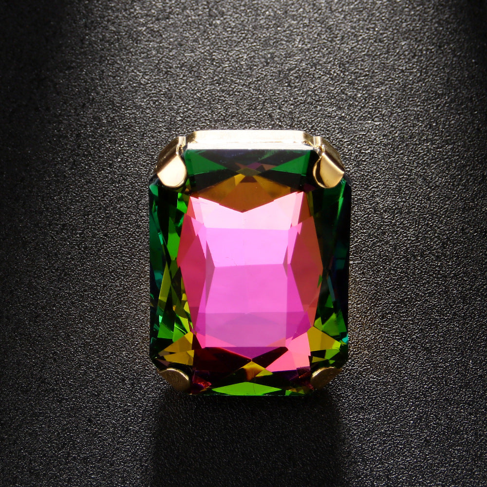 Simple Style Adjustable Square Ring For Women In Alloy Material