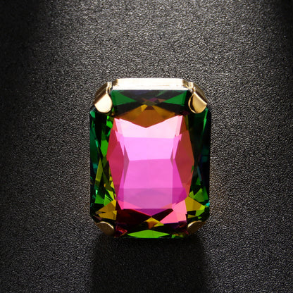 Simple Style Adjustable Square Ring For Women In Alloy Material
