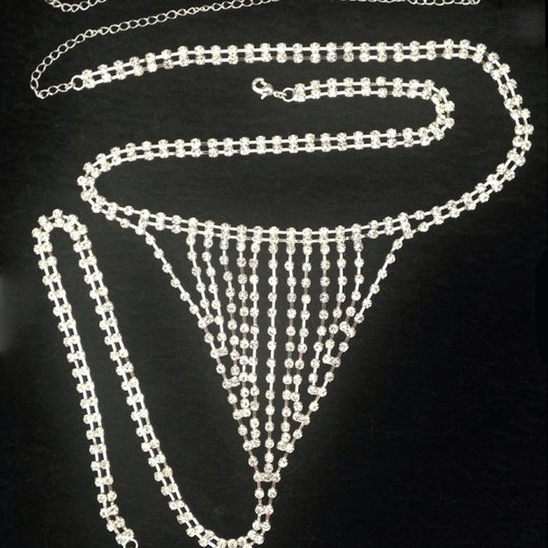 Women's Gold Crystal Tassel Body Chain Featuring Rhinestones For Elegant Style