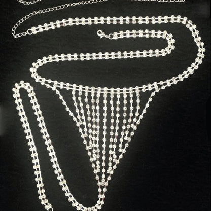 Women's Gold Crystal Tassel Body Chain Featuring Rhinestones For Elegant Style