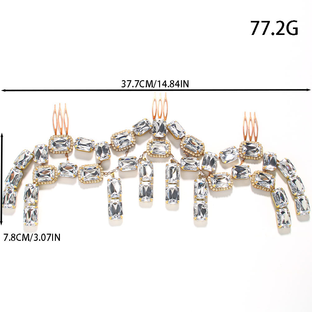 Geometric Hair Comb For Women In Silver Alloy With Rhinestone Inlay, Perfect For Autumn