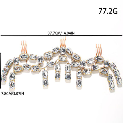 Geometric Hair Comb For Women In Silver Alloy With Rhinestone Inlay, Perfect For Autumn