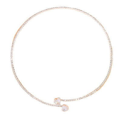 Heart Shape Alloy Choker With Rhinestones Pendant For Women In Silver