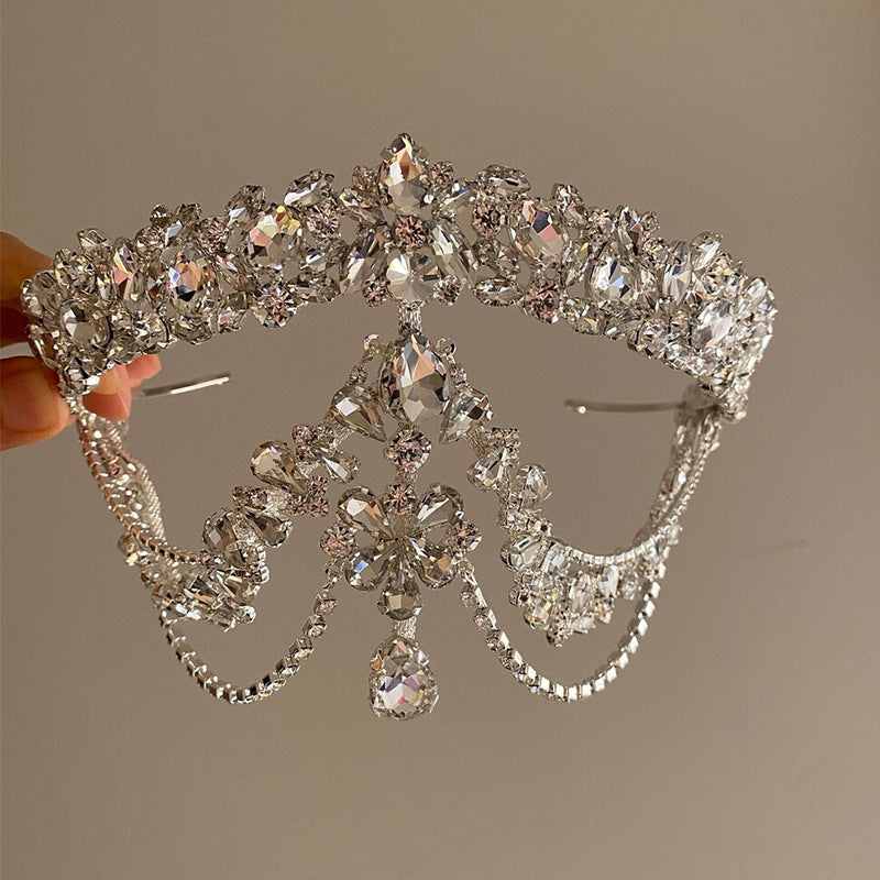 Exaggerated Water Droplets Jewelry Headband For Women With Rhinestones In Gold