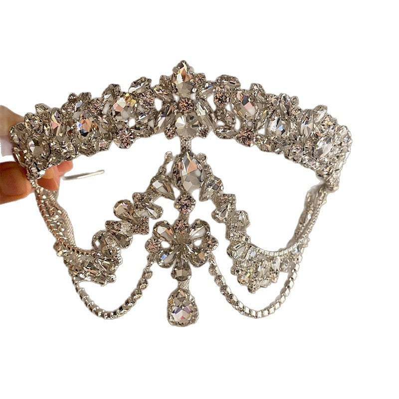 Exaggerated Water Droplets Jewelry Headband For Women With Rhinestones In Gold