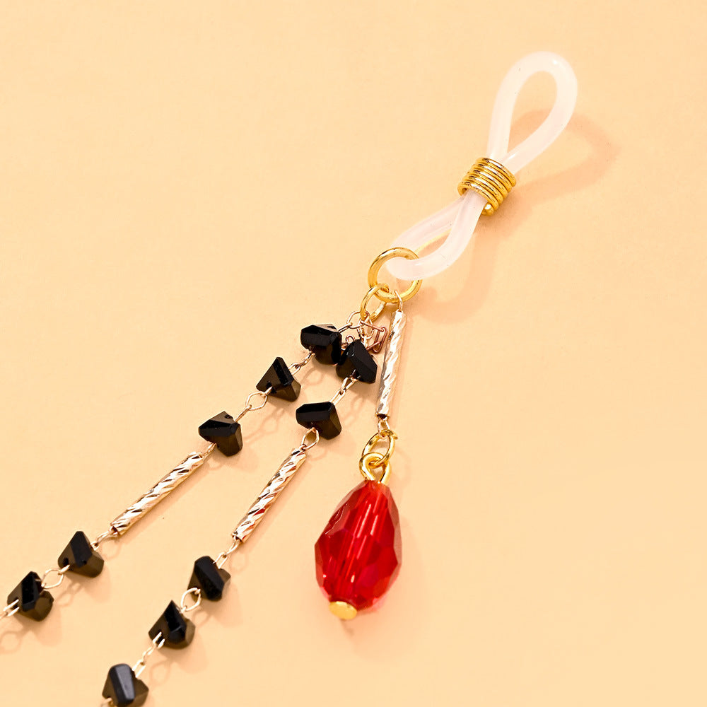 Red Alloy Body Chain For Women Featuring Crystal Pattern, Perfect Chest Jewelry For Nightclub