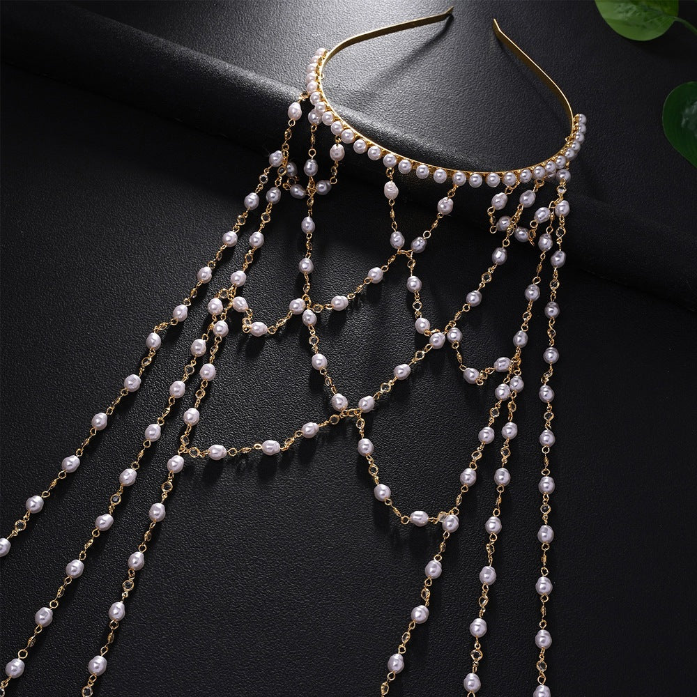 Baroque Style Jewelry Headband With Imitation Pearl In Gold, Elegant Hair Accessory For Women, Perfect For Wedding Season