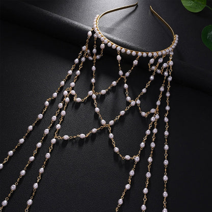 Baroque Style Jewelry Headband With Imitation Pearl In Gold, Elegant Hair Accessory For Women, Perfect For Wedding Season