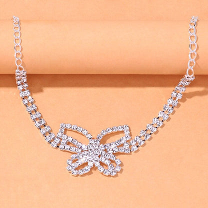 Elaborate Butterfly Leg Chain For Women In Alloy With Silver Plated Electroplated Finish And Rhinestone Inlay