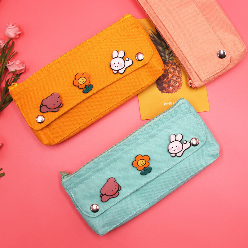 Solid Color Oxford Cloth Pencil Case For Learning, Durable And Stylish Stationery Accessory