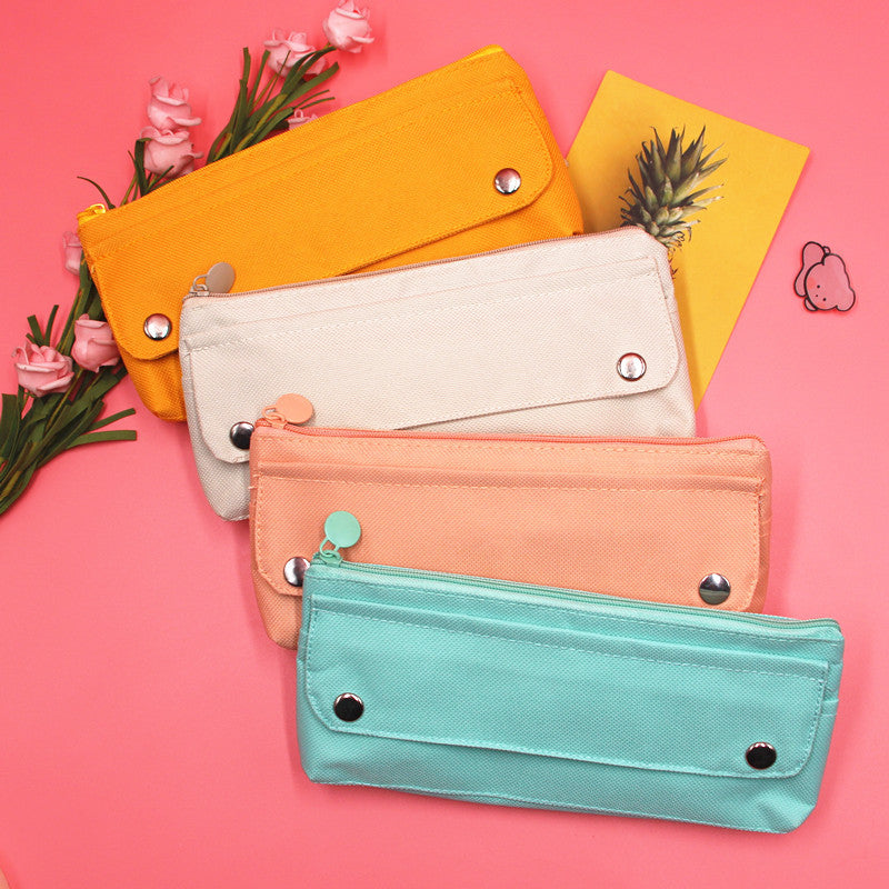 Solid Color Oxford Cloth Pencil Case For Learning, Durable And Stylish Stationery Accessory