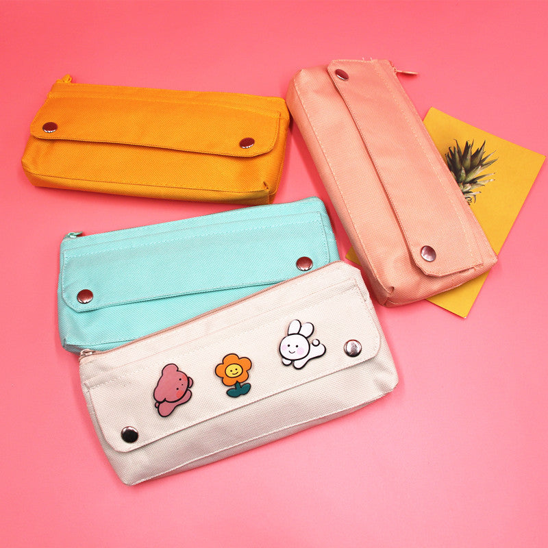 Solid Color Oxford Cloth Pencil Case For Learning, Durable And Stylish Stationery Accessory