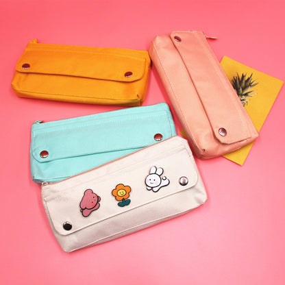Solid Color Oxford Cloth Pencil Case For Learning, Durable And Stylish Stationery Accessory