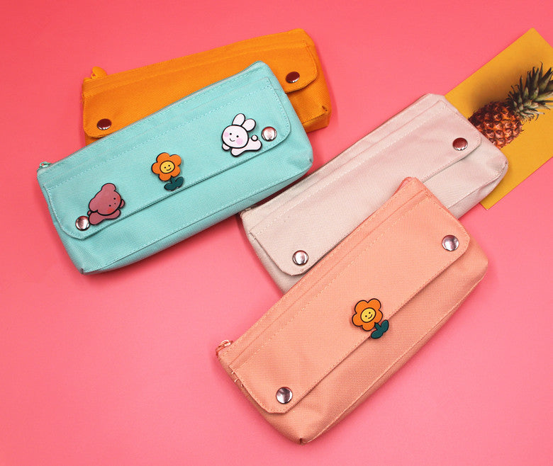 Solid Color Oxford Cloth Pencil Case For Learning, Durable And Stylish Stationery Accessory