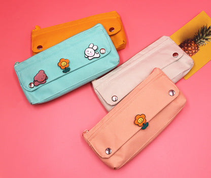 Solid Color Oxford Cloth Pencil Case For Learning, Durable And Stylish Stationery Accessory