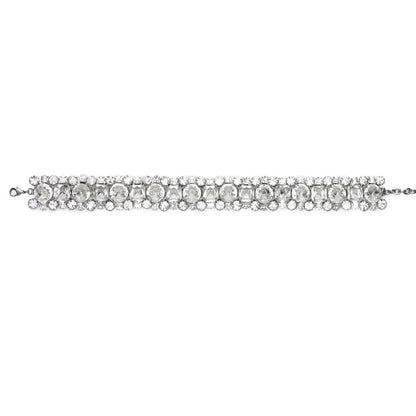 Exaggerated Geometric Silver Alloy Choker Necklace For Women With Electroplated Finish And Rhinestone Inlay