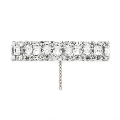 Exaggerated Geometric Silver Alloy Choker Necklace For Women With Electroplated Finish And Rhinestone Inlay