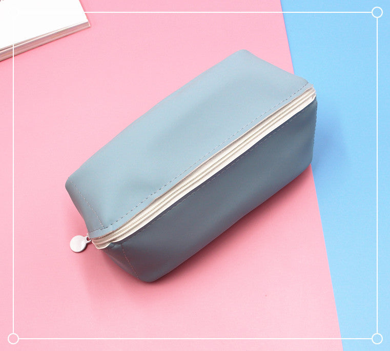 Solid Color PU Leather Pencil Case For Learning, Durable And Stylish Stationery Accessory