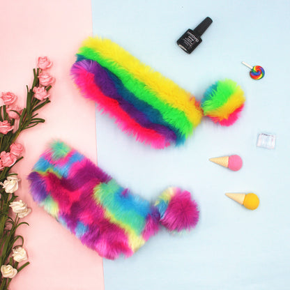 Rainbow Plush Pencil Case For Learning, Soft And Colorful Stationery Organizer