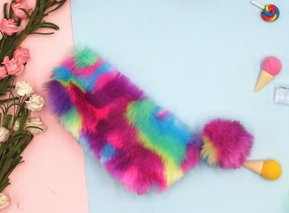 Rainbow Plush Pencil Case For Learning, Soft And Colorful Stationery Organizer
