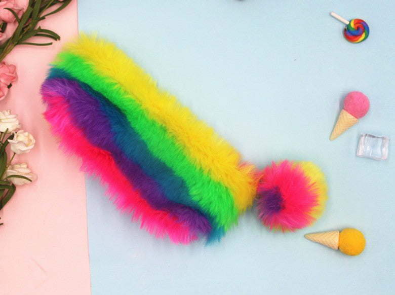 Rainbow Plush Pencil Case For Learning, Soft And Colorful Stationery Organizer