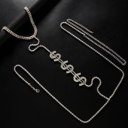 Dollar Bikini Pendant In Silver Featuring Rhinestones Inlay For Stylish Jewelry
