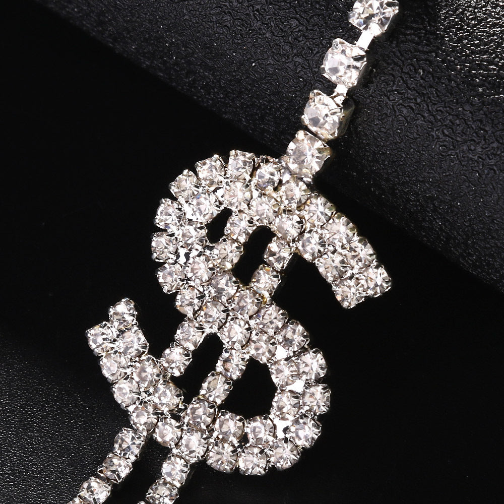 Dollar Bikini Pendant In Silver Featuring Rhinestones Inlay For Stylish Jewelry