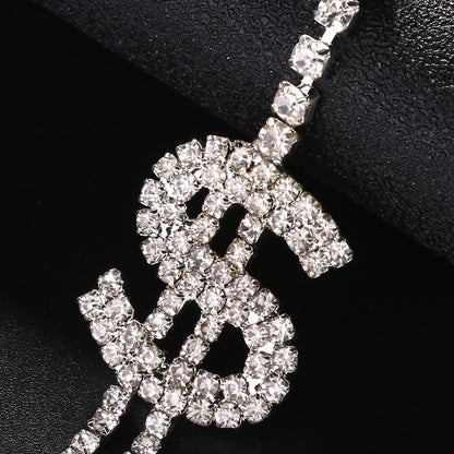 Dollar Bikini Pendant In Silver Featuring Rhinestones Inlay For Stylish Jewelry