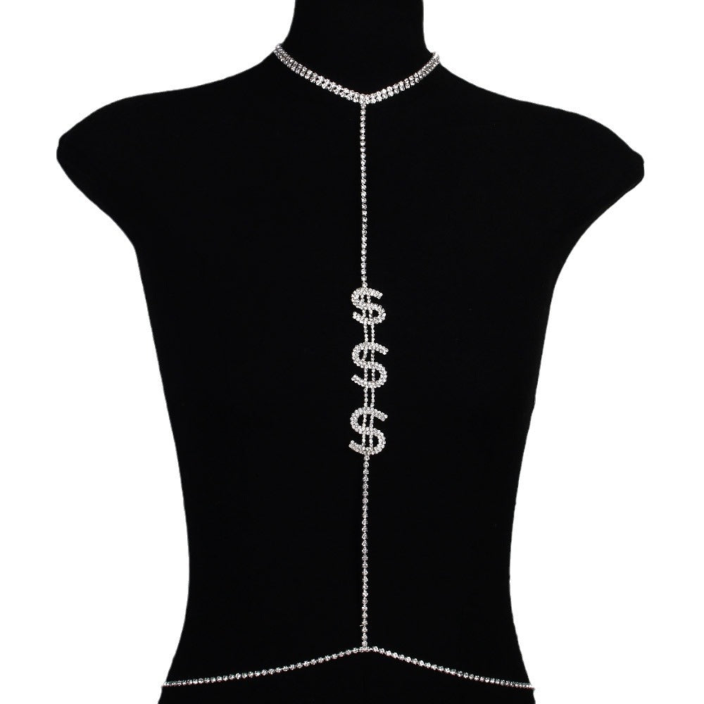Dollar Bikini Pendant In Silver Featuring Rhinestones Inlay For Stylish Jewelry