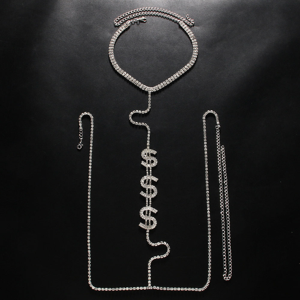 Dollar Bikini Pendant In Silver Featuring Rhinestones Inlay For Stylish Jewelry