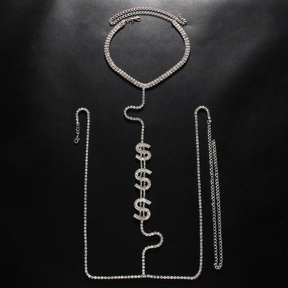 Dollar Bikini Pendant In Silver Featuring Rhinestones Inlay For Stylish Jewelry