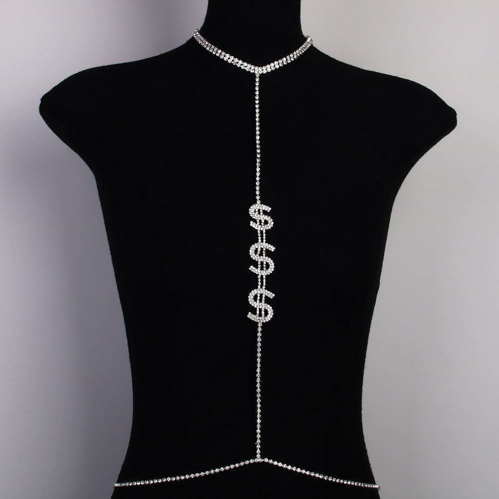 Dollar Bikini Pendant In Silver Featuring Rhinestones Inlay For Stylish Jewelry