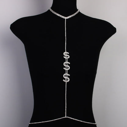 Dollar Bikini Pendant In Silver Featuring Rhinestones Inlay For Stylish Jewelry